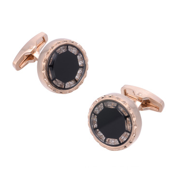 Embedded Crystal RhineStone Cufflinks Copper Rose Gold Plated Shiny Diamonds Shirts Cufflinks